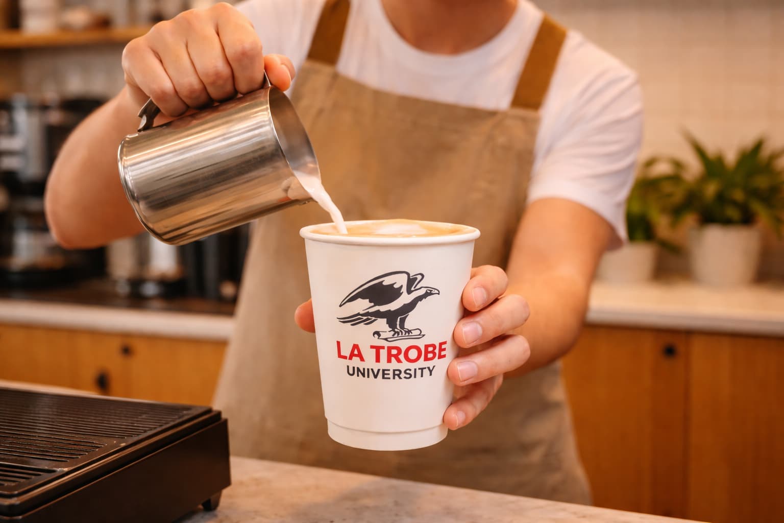 Our barista pouring a fresh cup of Coffee